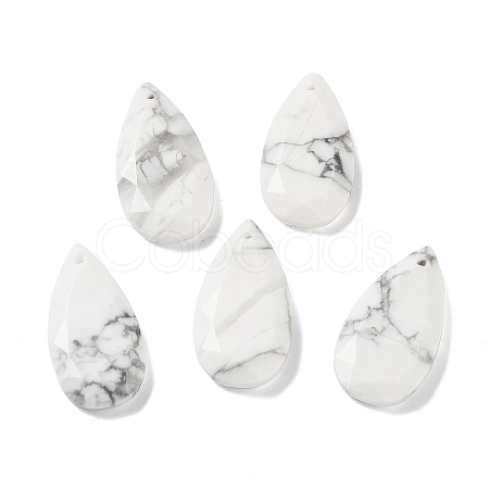 Natural Howlite Faceted Pendants X-G-D082-01A-1