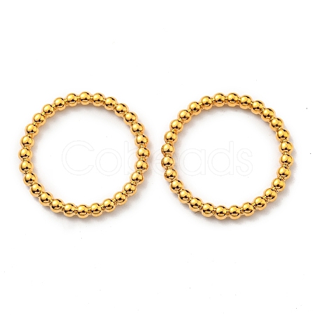 304 Stainless Steel Round Beaded Finger Ring STAS-B045-09G-1