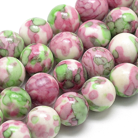 Synthetic Ocean White Jade Beads Strands G-S252-8mm-04-1