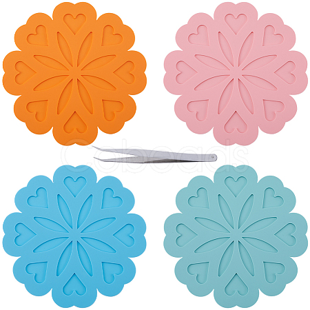 4Pcs 4 Colors Silicone Placemats AJEW-GF0008-27-1