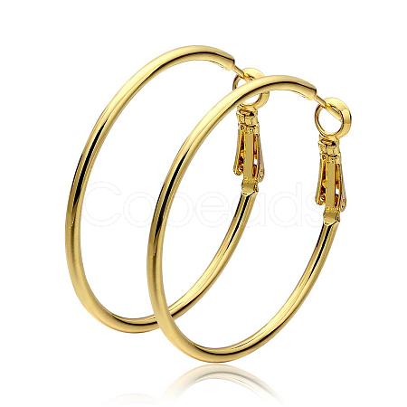 Women Big Earrings Real 18K Gold Plated Eco-Friendly Tin Alloy Big Hoop Earrings EJEW-BB09627-G-1