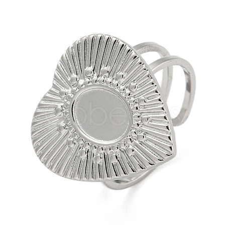 Non-Tarnish 304 Stainless Steel Open Cuff Pad Ring Cabochon Settings RJEW-K245-90P-1