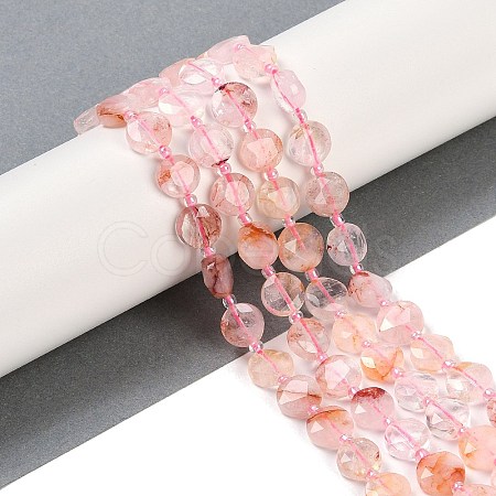 Natural Red Hematoid Quartz/Ferruginous Quartz Beads Strands G-C116-A17-01-1