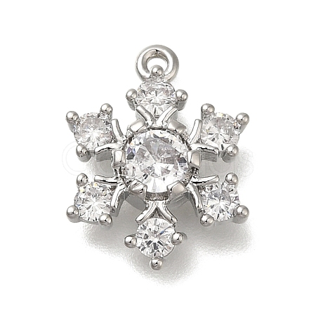 Rack Plating Brass Micro Pave Cubic Zirconia Pendants KK-M014-10A-P-1