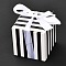 Square Foldable Creative Paper Gift Box, Stripe Pattern with Ribbon, Decorative Gift Box for Weddings, White, 55x55x55mm