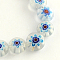 Handmade Millefiori Glass Bead Strands, Flat Round, Royal Blue, 10x4mm, Hole: 1.2mm, about 40pcs/strand, 14.9 inch