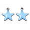 201 Stainless Steel Enamel Charms, Star, Stainless Steel Color, Light Sky Blue, 14.5x12.5x2mm, Hole: 1.5mm