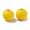 Wood Large Hole European Beads, Round, Yellow, 19~20x18mm, Hole: 4.2mm