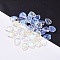 Electroplated Transpaprent Glass Pendants, Leaf Charm, AB Color, Blue, 13.5x10.5x3.5mm, Hole: 1.2mm