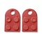 Resin Pendants, Building Blocks Charms, Half Oval, Red, 23.5x15.5x5mm, Hole: 5mm