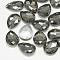 Pointed Back Glass Rhinestone Cabochons, Back Plated, Faceted, teardrop, Black Diamond, 14x10x4.5mm