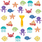 20Pcs 8 Style Ocean Animals PEVA Bathtub Non-Slip Stickers, Safety Shower Treads Adhesive Decals, with Scraper, Octopus/Jellyfish/Crab, Mixed Color, 84~99x86~105x1mm