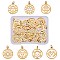 14Pcs 7tyle 304 Stainless Steel Pendants, Chakra, Flat Round, Golden, 22.5x19x1mm, Hole: 3mm, 2pcs/style