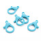 Plastic Lobster Claw Clasps, Deep Sky Blue, 35x24.5x6mm, Hole: 3mm