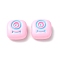 Spray Painted Alloy Enamel Beads, Square with Eye, Pink, 10x10x4mm, Hole: 1.8mm