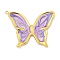 Ion Plating(IP) 304 Stainless Steel Pendants, with Enamel, Real 18K Gold Plated, Butterfly Charm, Medium Purple, 36.5x35x2mm, Hole: 1.5mm