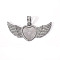 Alloy Pendant Cabochon Settings, with Crystal Rhinestone, Cadmium Free & Lead Free, Heart with Wing, Gunmetal, Tray: 23x25mm, 38.5x88x5mm, Hole: 16x6mm