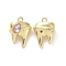 Rack Plating Alloy Glass Pendants, Cadmium Free & Lead Free & Nickle Free, Faceted, Tooth Charms with Teardrop, Light Gold, Pearl Pink, 19x13.5x7mm, Hole: 1.4mm