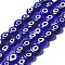 Handmade Evil Eye Lampwork Flat Round Bead Strands, Blue, 6x3mm, Hole: 1mm, about 65pcs/strand, 14 inch