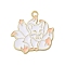 Alloy Enamel Pendants, Golden, Nine-tailed Fox Charm, PeachPuff, 28x27x1.2mm, Hole: 1.5mm