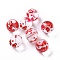 Transparent Glass Beads, Hand Drawn Beads, with Enamel, Round, Red, Bowknot Pattern, 11.5~12x11mm, Hole: 1.5~1.6mm