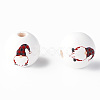 Painted Natural Wood Round Beads X1-WOOD-N006-180C-3