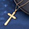 Cross 304 Stainless Steel Pendant Necklaces NJEW-H059-09G-2