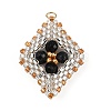 Faceted Round Synthetic Blue Goldstone & Handmade Glass Seed Beaded  Pendants PALLOY-MZ00757-01-1