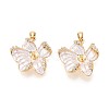 Spray Painted Brass Pave Cubic Zirconia Peg Bails KK-T072-29G-1