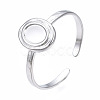 Non-Tarnish 304 Stainless Steel Open Cuff Finger Ring Cabochon Settings STAS-T060-11P-3