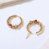 304 Stainless Steel Beaded Hoop Earrings EJEW-G368-05G-4