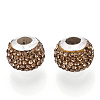 Handmade Polymer Clay Rhinestone European Beads RB-N053-001-09-3