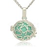 Silver Color Plated Brass Hollow Round Cage Pendants KK-J231-08S-1