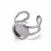 Non-Tarnish 201 Stainless Steel Cuff Pad Ring Settings X-STAS-S080-040A-P-3