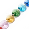 Electroplate Octagon Glass Beaded Pendant Decorations HJEW-JM00775-02-5