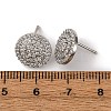 Brass Micro Pave Clear Cubic Zirconia Flat Round Stud Earrings EJEW-H165-05P-5
