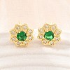 Brass Micro Pave Cubic Zirconia Stud Earrings for Women KK-A305-03G-06-3