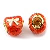 Christmas Brass Enamel European Beads KK-M247-30C-G-2