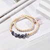 Natural Wood  & Porcelain & Synthetic Hematite Round Beaded Necklace for Women NJEW-JN03874-2