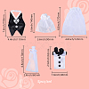Organza & Cloth Bride and Groom Full Dress Wine Bottle Cover AJEW-DR0001-67-2