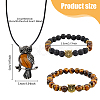 Alloy Owl Pendant Necklace & Beaded Stretch Bracelets SJEW-FI0001-06-2
