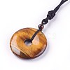 Adjustable Natural Tiger Eye Pendant Necklaces NJEW-A125-C09-2