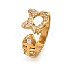 304 Stainless Steel Micro Pave Cubic Zirconia Cuff Open Rings for Women SA-CBAABBA-04G-2