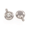 Trendy Original Color 304 Stainless Steel Grade A Rhinestone Flat Round Charm Pendants RB-M030-06J-2