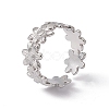Non-Tarnish 304 Stainless Steel Ring Flower Wrap Open Cuff Ring for Women RJEW-C045-17P-1