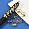 316 Stainless Steel with Natural Mixed Gemstone Cuff Rings RJEW-Z098-01G-10-1