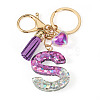 Alloy Resin Heart Keychains KEYC-TADJ0002-01G-S-2