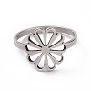 Non-Tarnish 201 Stainless Steel Flower Finger Ring RJEW-J051-30P-2