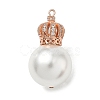Brass Micro Pave Clear Cubic Zirconia and Creamy White Imitation Pearl Pendants KK-A300-13B-RG-1