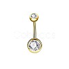 304 Stainless Steel Clear Cubic Zirconia 15 Gauge Round Belly Button Rings WGFD174-02-1